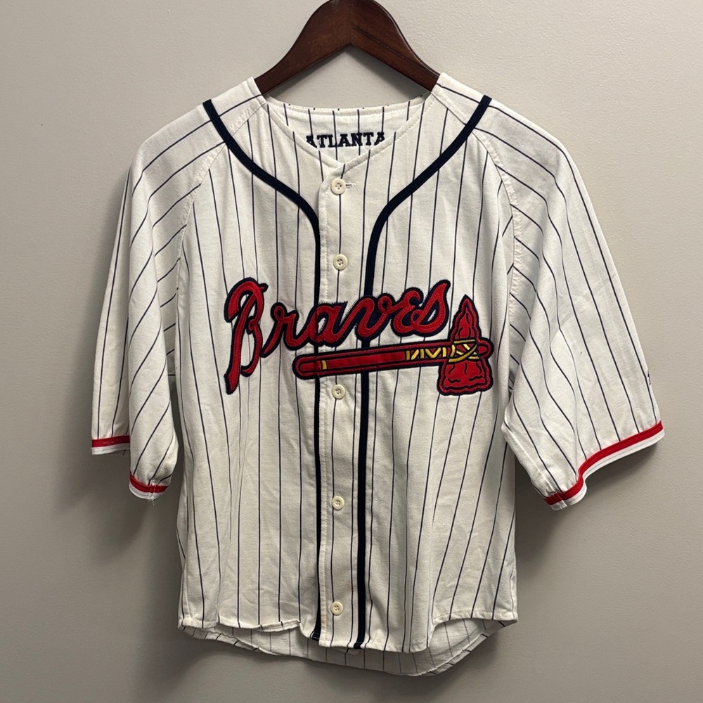 Kids Pinstriped Atlanta Braves Baseball Jersey